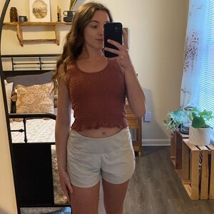 American Eagle Ruffled Textured Burnt Orange Tank Top — Women’s M